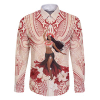 Tahiti Women's Day Family Matching Long Sleeve Bodycon Dress and Hawaiian Shirt With Polynesian Pattern LT05 Dad's Shirt - Long Sleeve Beige - Polynesian Pride