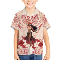 Tahiti Women's Day Family Matching Off Shoulder Maxi Dress and Hawaiian Shirt With Polynesian Pattern LT05 Son's Shirt Beige - Polynesian Pride