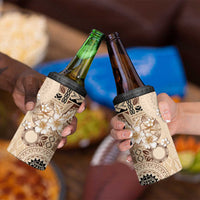 Samoa Siapo Pattern With Beige Hibiscus 4 in 1 Can Cooler Tumbler