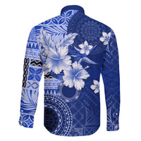 Samoa Siapo Pattern With Navy Hibiscus Family Matching Off Shoulder Short Dress and Hawaiian Shirt LT05 - Polynesian Pride