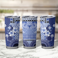 Samoa Siapo Pattern With Navy Hibiscus Tumbler Cup