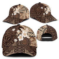 Samoa Siapo Pattern With Brown Hibiscus Classic Cap - Polynesian Pride
