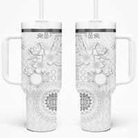 Samoa Siapo Pattern With White Hibiscus Tumbler With Handle