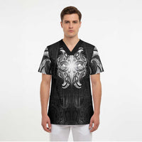 New Zealand Matariki Scrub Top Maori Moko Black Galaxy
