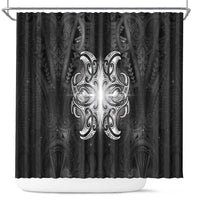 New Zealand Matariki Shower Curtain Maori Moko Black Galaxy