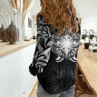 New Zealand Matariki Women Casual Shirt Maori Moko Black Galaxy LT05 - Polynesian Pride