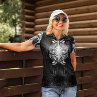 New Zealand Matariki Women Polo Shirt Maori Moko Black Galaxy LT05 - Polynesian Pride