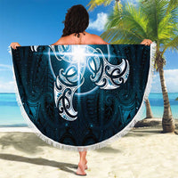 New Zealand Matariki Waita Beach Blanket Maori Moko Dark Blue Galaxy