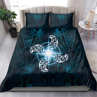 New Zealand Matariki Waita Bedding Set Maori Moko Dark Blue Galaxy