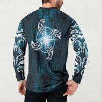 New Zealand Matariki Waita Button Sweatshirt Maori Moko Dark Blue Galaxy