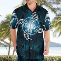 New Zealand Matariki Waita Hawaiian Shirt Maori Moko Dark Blue Galaxy