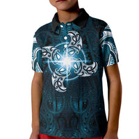 New Zealand Matariki Waita Kid Polo Shirt Maori Moko Dark Blue Galaxy