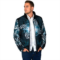 New Zealand Matariki Waita Padded Jacket Maori Moko Dark Blue Galaxy