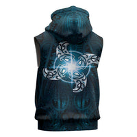 New Zealand Matariki Waita Sleeveless Hoodie Maori Moko Dark Blue Galaxy