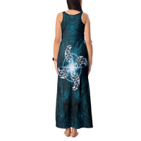 New Zealand Matariki Waita Tank Maxi Dress Maori Moko Dark Blue Galaxy