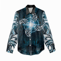 New Zealand Matariki Waita Women Casual Shirt Maori Moko Dark Blue Galaxy LT05 - Polynesian Pride