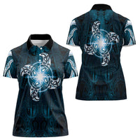 New Zealand Matariki Waita Women Polo Shirt Maori Moko Dark Blue Galaxy LT05 - Polynesian Pride