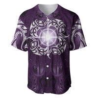 New Zealand Matariki Waipunarangi Baseball Jersey Maori Moko Purple Galaxy LT05 Purple - Polynesian Pride