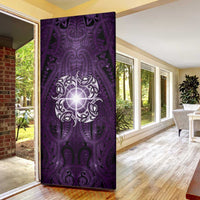 New Zealand Matariki Waipunarangi Door Cover Maori Moko Purple Galaxy LT05 - Polynesian Pride