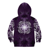 New Zealand Matariki Waipunarangi Kid Hoodie Maori Moko Purple Galaxy LT05 - Polynesian Pride