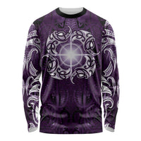 New Zealand Matariki Waipunarangi Long Sleeve Shirt Maori Moko Purple Galaxy LT05 Unisex Purple - Polynesian Pride