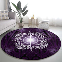 New Zealand Matariki Waipunarangi Round Carpet Maori Moko Purple Galaxy LT05 - Polynesian Pride