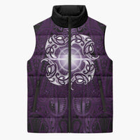 New Zealand Matariki Waipunarangi Sleeveless Puffer Jacket Maori Moko Purple Galaxy LT05 Unisex Purple - Polynesian Pride