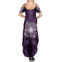New Zealand Matariki Waipunarangi Summer Maxi Dress Maori Moko Purple Galaxy LT05 - Polynesian Pride