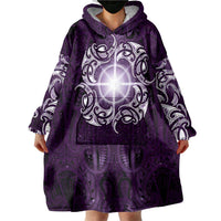 New Zealand Matariki Waipunarangi Wearable Blanket Hoodie Maori Moko Purple Galaxy LT05 - Polynesian Pride
