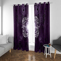 New Zealand Matariki Waipunarangi Window Curtain Maori Moko Purple Galaxy LT05 With Grommets Purple - Polynesian Pride