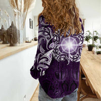 New Zealand Matariki Waipunarangi Women Casual Shirt Maori Moko Purple Galaxy LT05 - Polynesian Pride