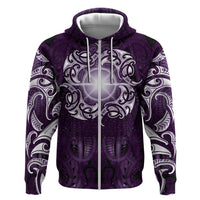 New Zealand Matariki Waipunarangi Zip Hoodie Maori Moko Purple Galaxy LT05 Zip Hoodie Purple - Polynesian Pride