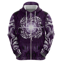 New Zealand Matariki Waipunarangi Zip Hoodie Maori Moko Purple Galaxy LT05 - Polynesian Pride