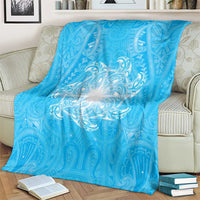New Zealand Matariki Waiti Blanket Maori Moko Cyan Galaxy