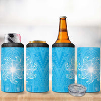 New Zealand Matariki Waiti 4 in 1 Can Cooler Tumbler Maori Moko Cyan Galaxy LT05 - Polynesian Pride