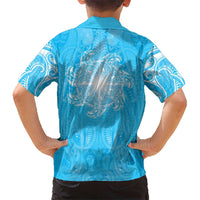 New Zealand Matariki Waiti Family Matching Tank Maxi Dress and Hawaiian Shirt Maori Moko Cyan Galaxy LT05 - Polynesian Pride