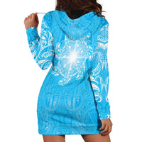 New Zealand Matariki Waiti Hoodie Dress Maori Moko Cyan Galaxy LT05 - Polynesian Pride