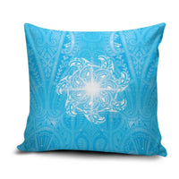 New Zealand Matariki Waiti Pillow Cover Maori Moko Cyan Galaxy
