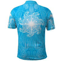 New Zealand Matariki Waiti Polo Shirt Maori Moko Cyan Galaxy