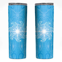 New Zealand Matariki Waiti Skinny Tumbler Maori Moko Cyan Galaxy LT05 Cyan - Polynesian Pride