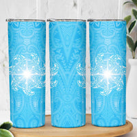 New Zealand Matariki Waiti Skinny Tumbler Maori Moko Cyan Galaxy LT05 - Polynesian Pride
