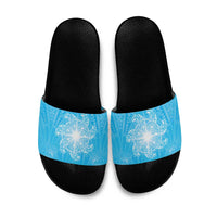 New Zealand Matariki Waiti Slide Sandals Maori Moko Cyan Galaxy