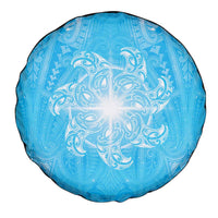 New Zealand Matariki Waiti Spare Tire Cover Maori Moko Cyan Galaxy LT05 - Polynesian Pride