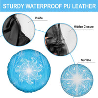 New Zealand Matariki Waiti Spare Tire Cover Maori Moko Cyan Galaxy LT05 - Polynesian Pride
