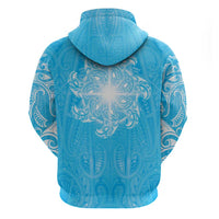 New Zealand Matariki Waiti Zip Hoodie Maori Moko Cyan Galaxy