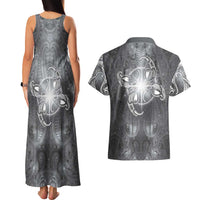 New Zealand Matariki Ururangi Couples Matching Tank Maxi Dress and Hawaiian Shirt Maori Moko Grey Galaxy LT05 - Polynesian Pride