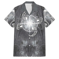 New Zealand Matariki Ururangi Family Matching Off Shoulder Maxi Dress and Hawaiian Shirt Maori Moko Grey Galaxy LT05 Dad's Shirt - Short Sleeve Grey - Polynesian Pride