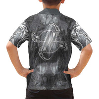New Zealand Matariki Ururangi Family Matching Short Sleeve Bodycon Dress and Hawaiian Shirt Maori Moko Grey Galaxy LT05 - Polynesian Pride