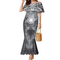 New Zealand Matariki Ururangi Mermaid Dress Maori Moko Grey Galaxy LT05 Women Grey - Polynesian Pride