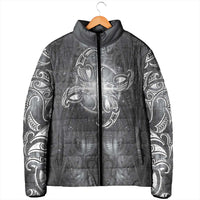 New Zealand Matariki Ururangi Padded Jacket Maori Moko Grey Galaxy